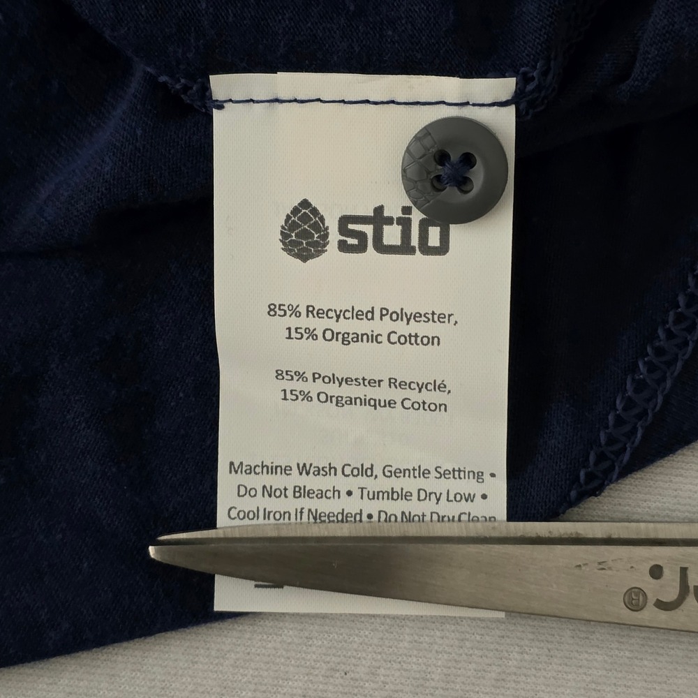 Stio Mens Navy Blue Lightweight Short Sleeve Divide Golf Polo Shirt Size XL - Picture 7 of 7